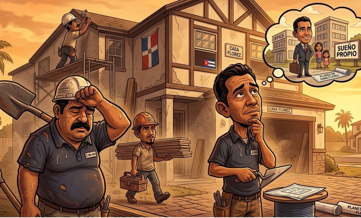 Trabajadores de construccion hispanos en obra